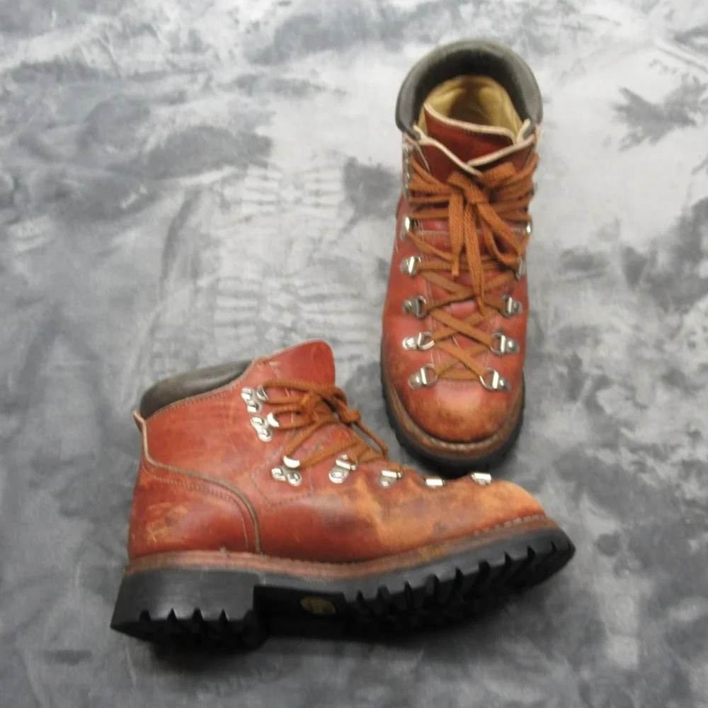 Rocky Boots Mens 8 Womens 11 Brown Leather‎ Heavy Mountaineer Hike VTG 80s USA
